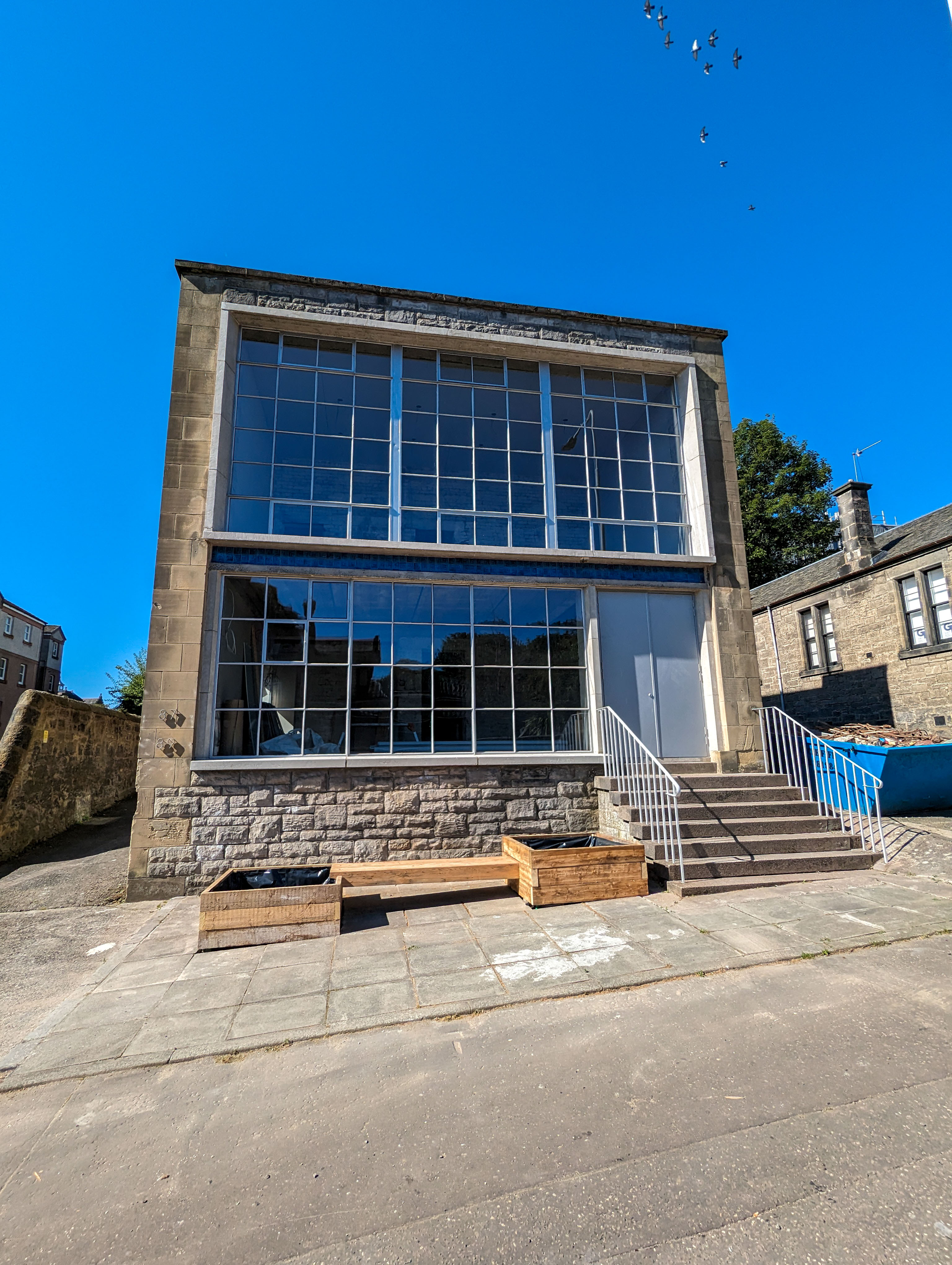 A completed modern high-rise residential building.